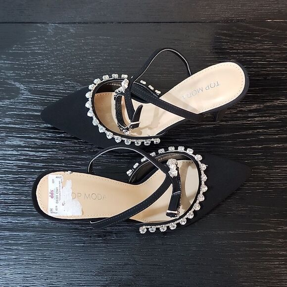 BRAND NEW TOP MODA POINTED TOE JEWEL STUDDED ANKLE STRAP CLOSURE SANDAL - Picture 10 of 16